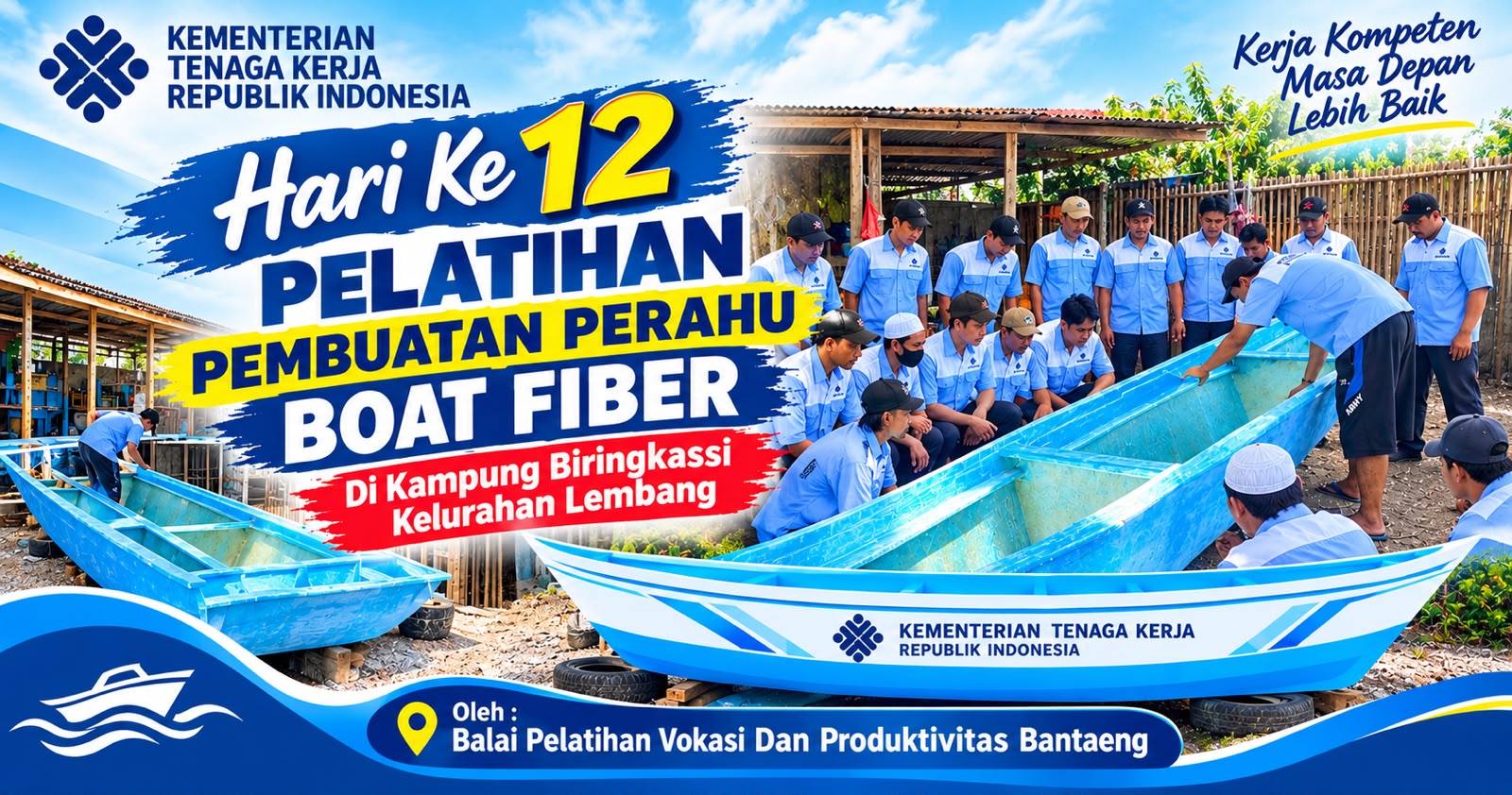 Mengasah Keterampilan Maritim, Peserta Pelatihan Boat Fiber BPVP Bantaeng Masuki Tahap Penyempurnaan Perahu